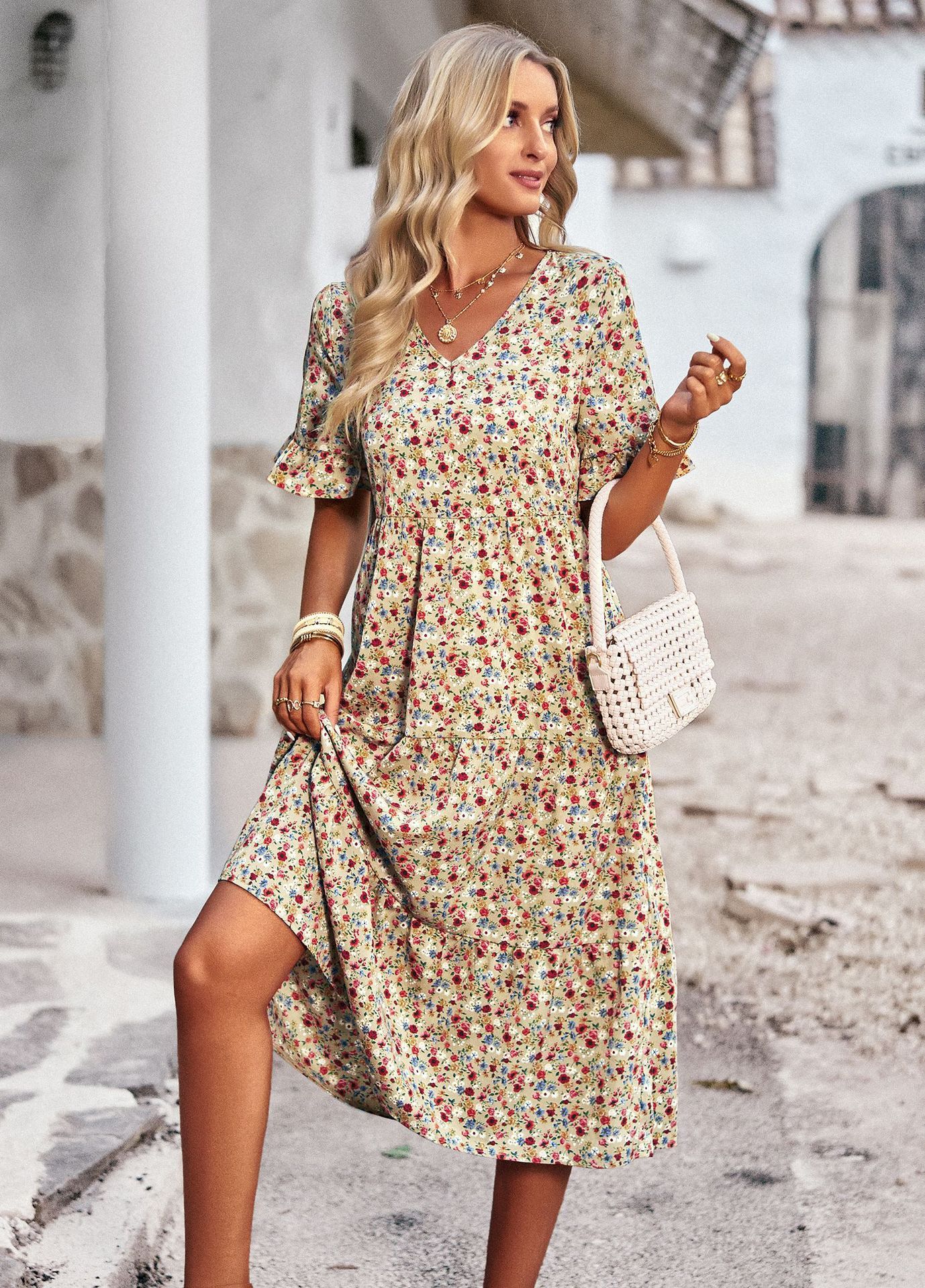 Robe Élégante Femme à Col en V