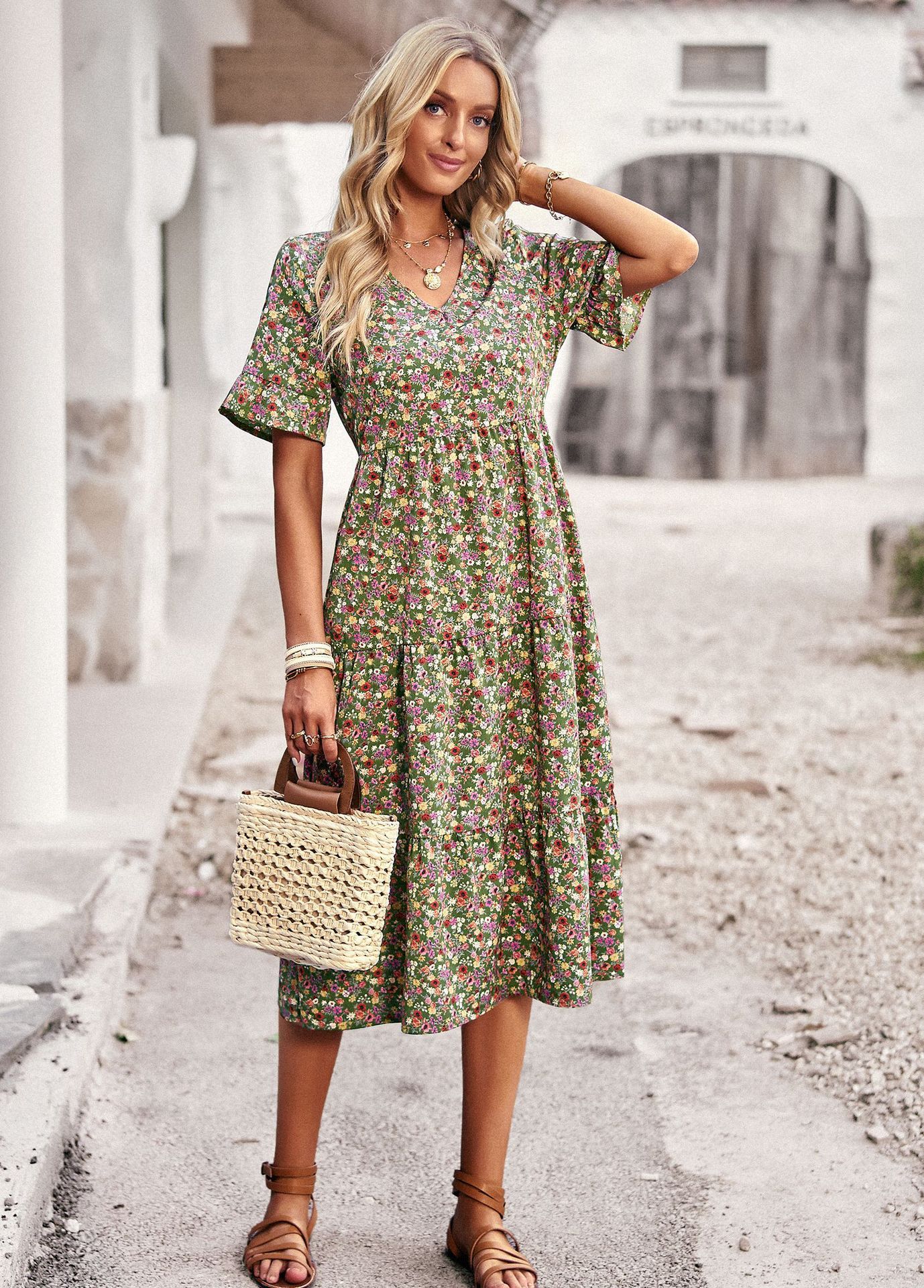 Robe Élégante Femme à Col en V