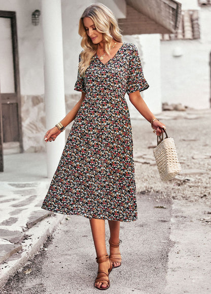 Robe Élégante Femme à Col en V