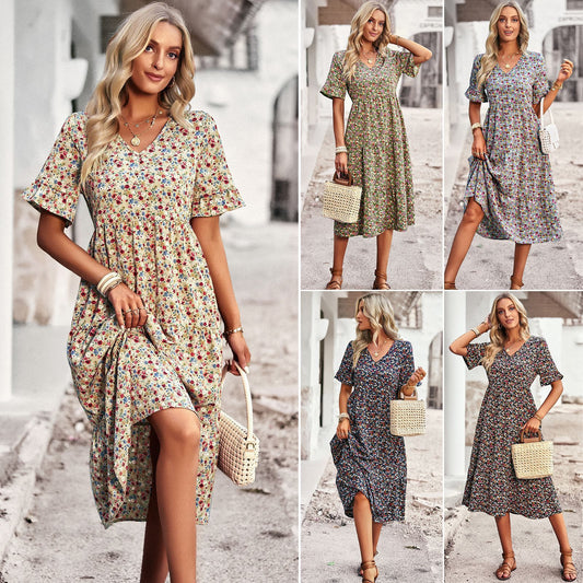 Robe Élégante Femme à Col en V