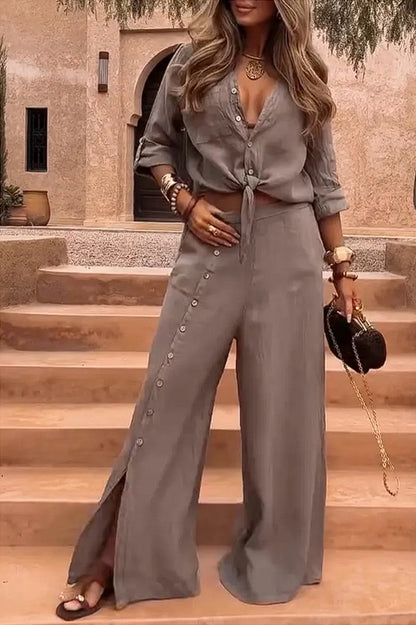 Ensemble élégant à boutons fendus